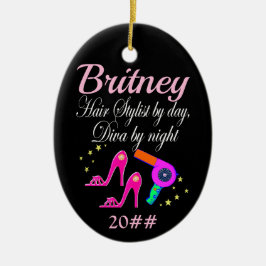 ORNAMENTO DE CERÂMICA LISTA DE CABELOS POR DIA, DIVA POR NOITE PERSONALI