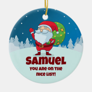 Ornamento De Cerâmica Lista de Nice Natal Engraçada de Mensagem Própria