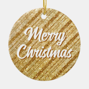 Ornamento De Cerâmica Listras de Brilho Dourado Casal Feliz Natal Foto