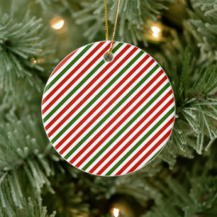 Ornamento De Cerâmica listras de cores de Natal