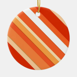 Ornamento De Cerâmica Listras de doces em camadas - laranja e branco