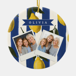 Ornamento De Cerâmica Listras de Limão Italianas Personalizadas da Costa