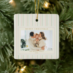 Ornamento De Cerâmica Listras de Natal Grandmillennial Foto
