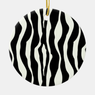 Ornamento De Cerâmica Listras de zebra - Preto e Branco