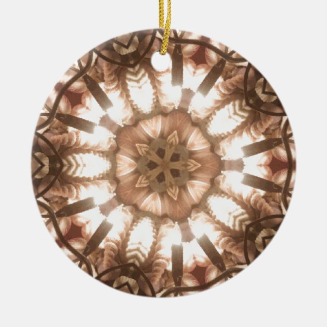 Ornamento De Cerâmica Lit Feliz Árvore de Natal Luzes Caleidoscópio Arte (Frente)