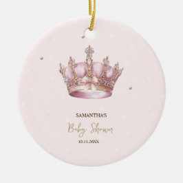 Ornamento De Cerâmica Little Princess Crown Pearls Dots Baby Shower