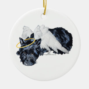 Ornamento De Cerâmica Little Resting Scottie Angel