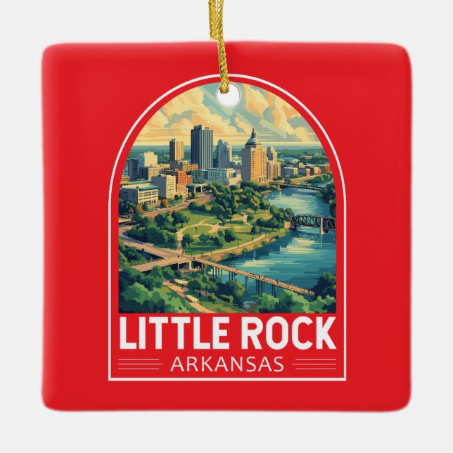 Ornamento De Cerâmica Little Rock Arkansas Viagem Art Emblem (Frente)