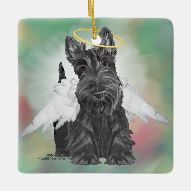 Ornamento De Cerâmica Little Scottie Angel (Frente)
