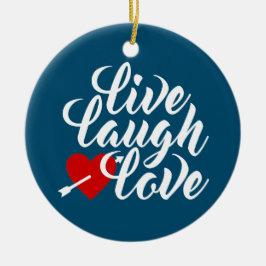 Ornamento De Cerâmica Live Laugh Love Namorados Calliographic | Ornament