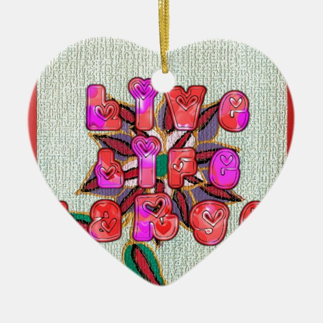 Ornamento De Cerâmica "Live Life Large", Impressão de Arte (Frente)