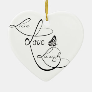 Ornamento De Cerâmica Live Love Laugh