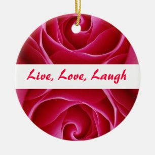 Ornamento De Cerâmica Live, Love, Laugh Ornament