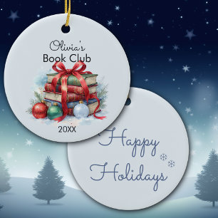 Ornamento De Cerâmica Livro Clube de Natal Personalizado