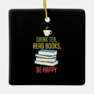 Ornamento De Cerâmica Livro - Livros de Tea Felizes