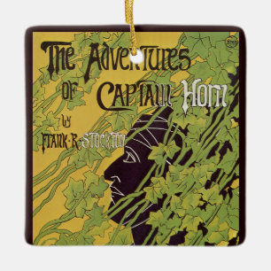 Ornamento De Cerâmica Livro Vintage Art Nouveau, Capitão Horn Adventures