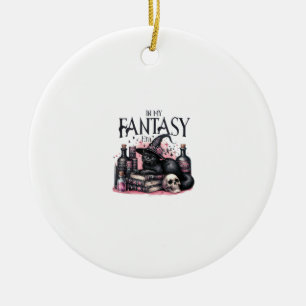 Ornamento De Cerâmica Livros de Feitiços de Gato Preto de Halloween Rosa