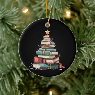 Ornamento De Cerâmica Livros de Natal Árvore Amante de Livros Professore
