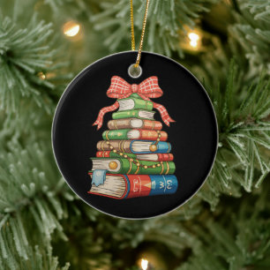 Ornamento De Cerâmica Livros de Natal Árvore de Natal Leitura Bibliotecá