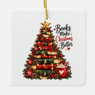 Ornamento De Cerâmica Livros Tornam o Natal Melhor Árvore de Natal de Li