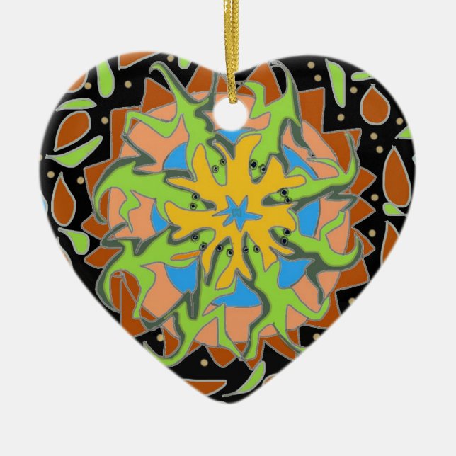 Ornamento De Cerâmica Lizard Mandala (Frente)