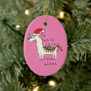 Ornamento De Cerâmica Llama Christmas Kids é engraçado