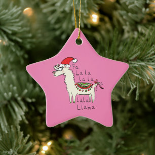 Ornamento De Cerâmica Llama Christmas Kids é engraçado