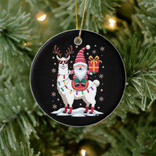 Ornamento De Cerâmica Llama do Natal Gnomo Papai Noel Luzes Rena Xmas