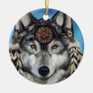 ORNAMENTO DE CERÂMICA LOBO CINZENTO