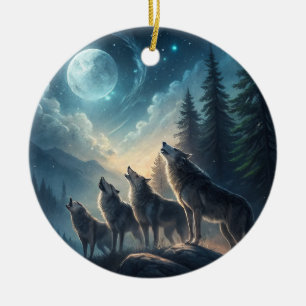 Ornamento De Cerâmica Lobos