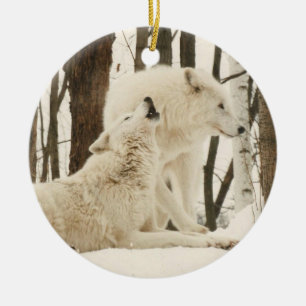 Ornamento De Cerâmica Lobos árticos no inverno