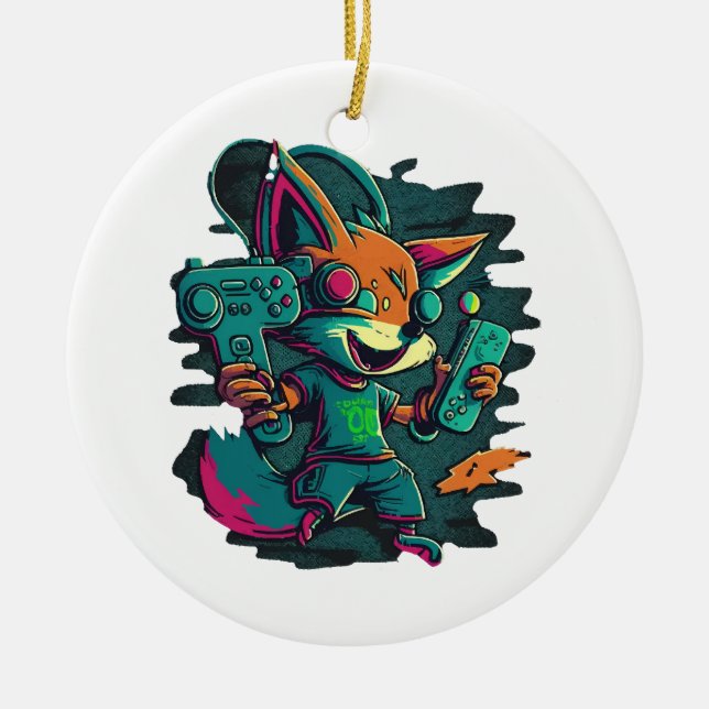 Ornamento De Cerâmica Lobos jogam jogos (Frente)