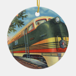 Ornamento De Cerâmica Locomotiva Especial do Flor Laranja