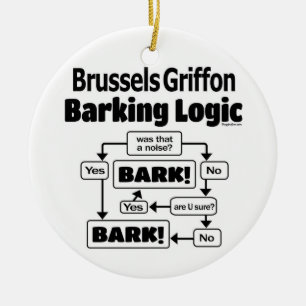 Ornamento De Cerâmica Lógica de Barking em Bruxelas Griffon