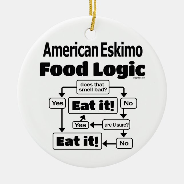 Ornamento De Cerâmica Lógica de Comida Eskimo Americano (Frente)