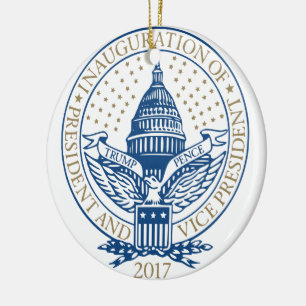 Ornamento De Cerâmica Logotipo 2017 das moedas de um centavo de Donald