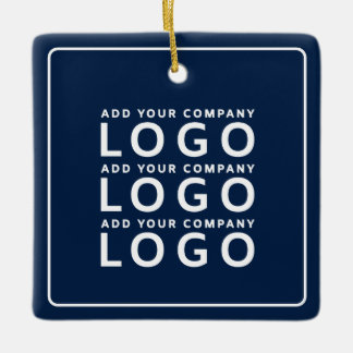 Ornamento De Cerâmica Logotipo Azul Minimalista da Empresa Marca