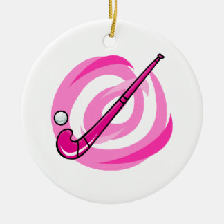 Ornamento De Cerâmica Logotipo cor-de-rosa do hóquei em campo