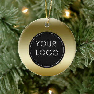 Ornamento De Cerâmica Logotipo da empresa comercial Dourada Faux