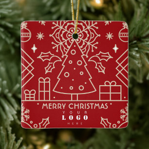 Ornamento De Cerâmica Logotipo da empresa de negócios Natal Alegre Arte