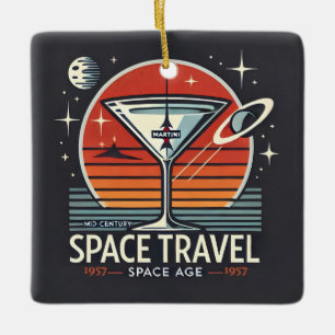 Ornamento De Cerâmica Logotipo da Era Espacial Martini Viagem 1957
