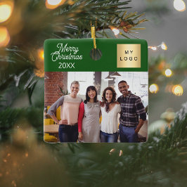 Ornamento De Cerâmica Logotipo da foto comercial verde moderno