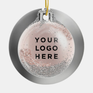 Ornamento De Cerâmica Logotipo da Sua Empresa Bola de Natal Goldrose Per