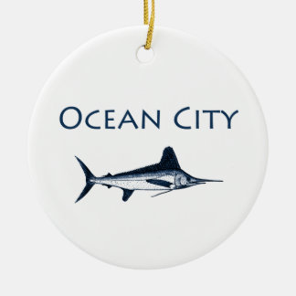 Ornamento De Cerâmica Logotipo de Maryland da cidade do oceano (espadim
