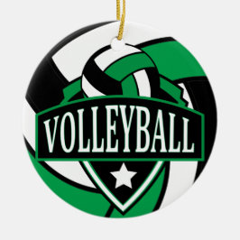 Ornamento De Cerâmica Logotipo 🏐 de Voleibol Verde e Preto