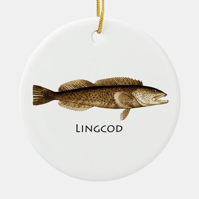 Ornamento De Cerâmica Logotipo do Lingcod (Frente)