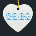 Ornamento De Cerâmica Logotipo dos golfinhos de Virginia Beach<br><div class="desc">Os golfinhos azuis brilhantes aparecem neste Virginia Beach náutico-temático,  logotipo do Va. Os golfinhos são geralmente - visto ao longo do oceanfront de Virginia Beach.</div>