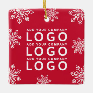 Ornamento De Cerâmica Logotipo Moderno de Empresa Flocos de Neve Vermelh