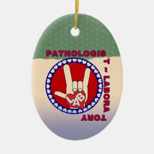 ORNAMENTO DE CERÂMICA LOGOTIPO PATHOLOGISTA SQUARE ASL LOVE