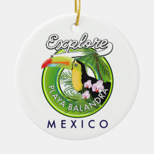 Ornamento De Cerâmica logotipo retrô da Praia Balandra México